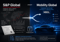 S&P Global Mobility Global spinoff graphic showing MBGL, automotive data, and July 1 distribution