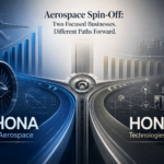 Honeywell Aerospace HONA spinoff shown beside Honeywell Technologies HON, illustrating the valuation split between aerospace and automation