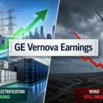 illustration of GE Vernova post-spinoff earnings showing strong power and electrification demand alongside wind segment losses