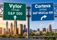 Vylor (VYLR) shown in the S&P 500 while Corteva (CTVA) moves to the S&P MidCap 400 after the spinoff.